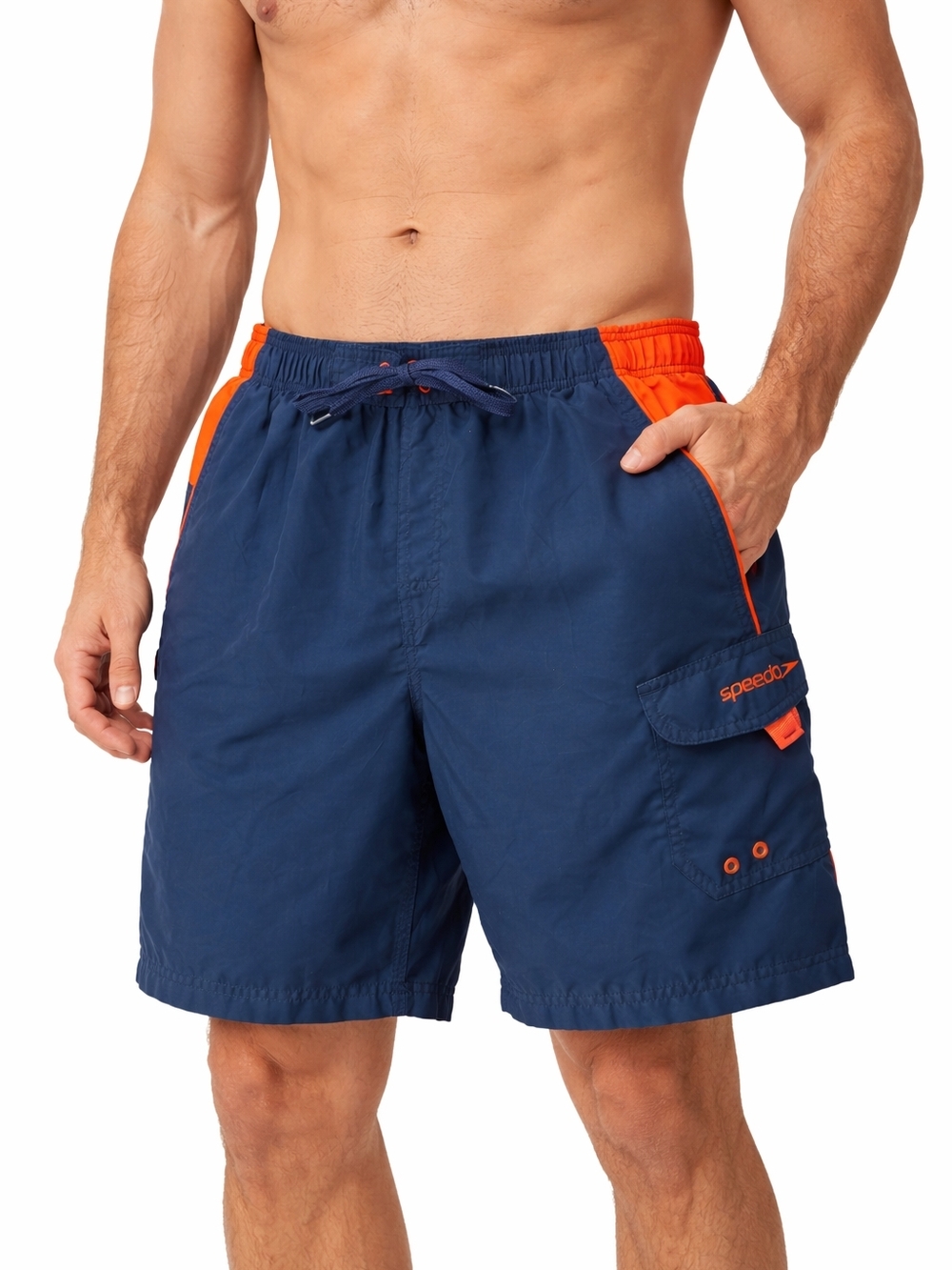 Speedo Swim Trunks Size Large Mesh Liner Blue Orange Board Shorts EUC
